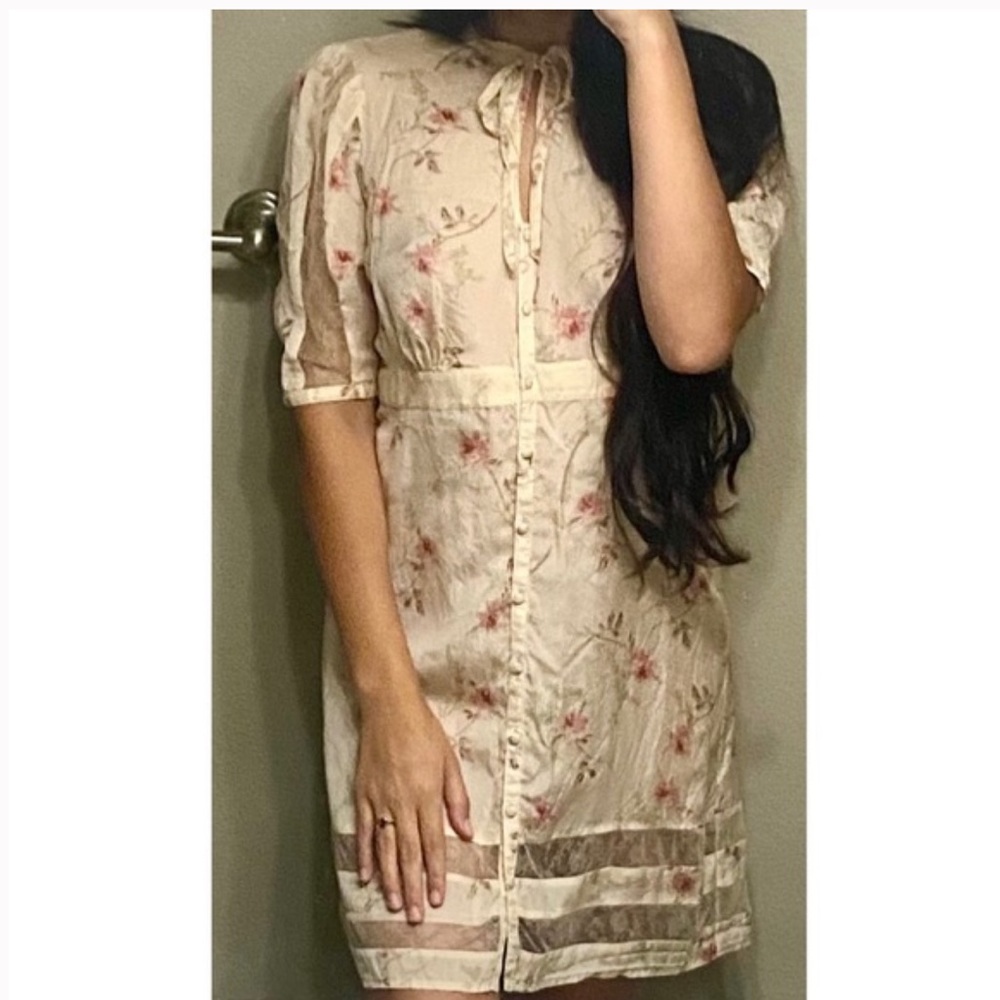 Rare Vintage 100% Silk Victoria's Secret Floral Sheer Dress // Medium // No Flaw